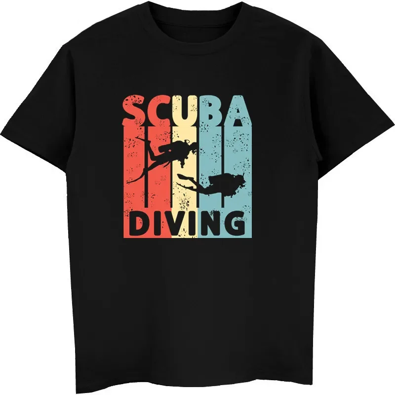 Summer Top Tees Scuba Dive Diver Vintage Retro Cool T Shirts Men O-neck Short Sleeve Shirts Classic Men's Cotton T-Shirt