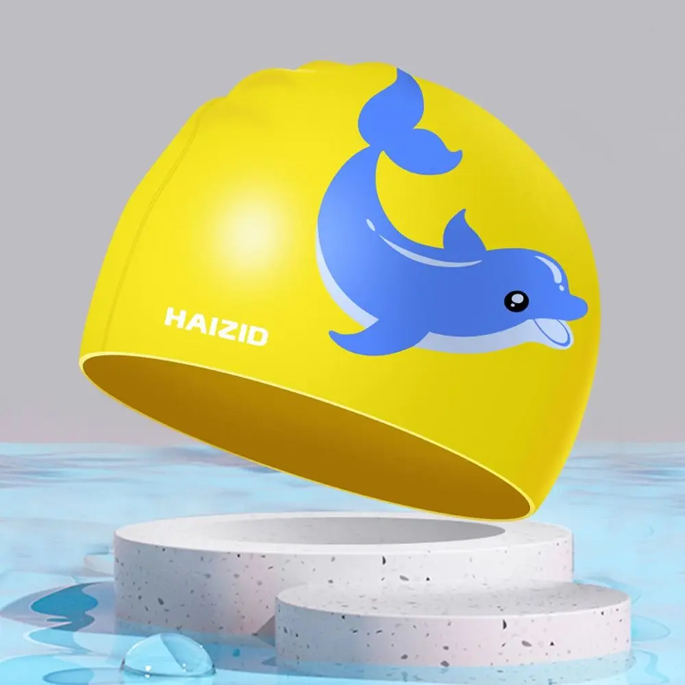 Gorro de natación de silicona para deportes acuáticos, protector elástico para las orejas, gorro de buceo impermeable, gorro de baño de pelo largo, Verano