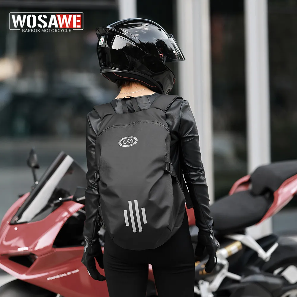 

WOSAWE Large Capacity Motorcycle Helmet Bag Waterproof Cloth Moto Motorbike Backpack Reflective Cycling Traveling Package