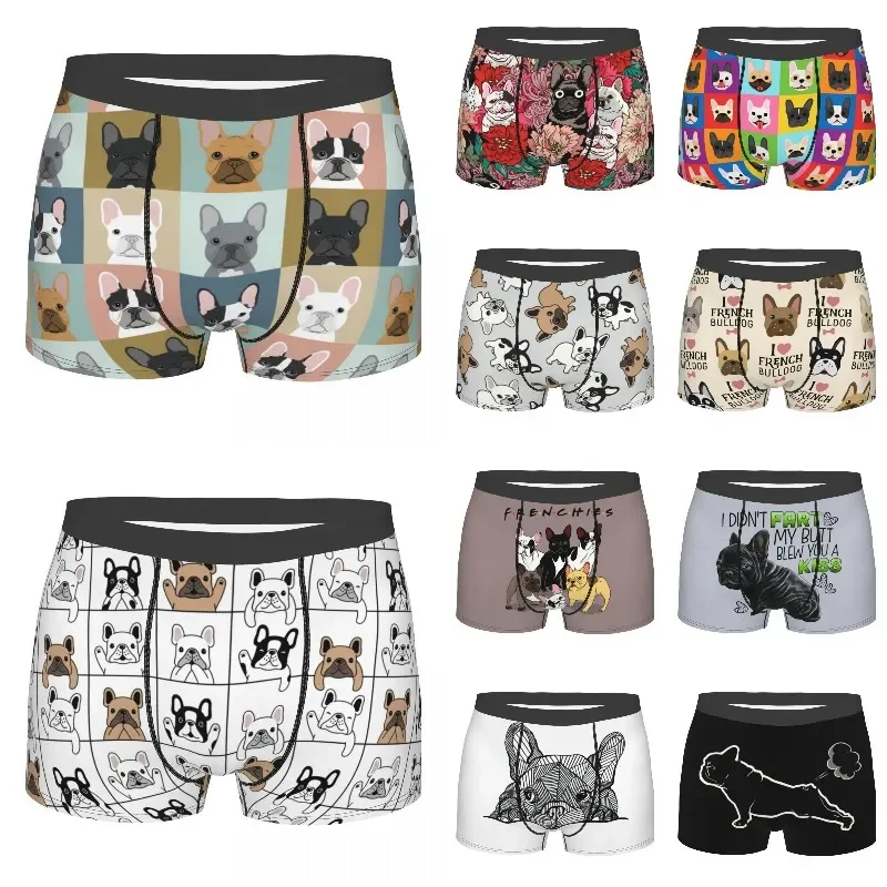 Male Fashion French Bulldog Portraits Pattern Underwear Frenchies Dog Boxer Briefs Men Breathbale Shorts Panties Underpants