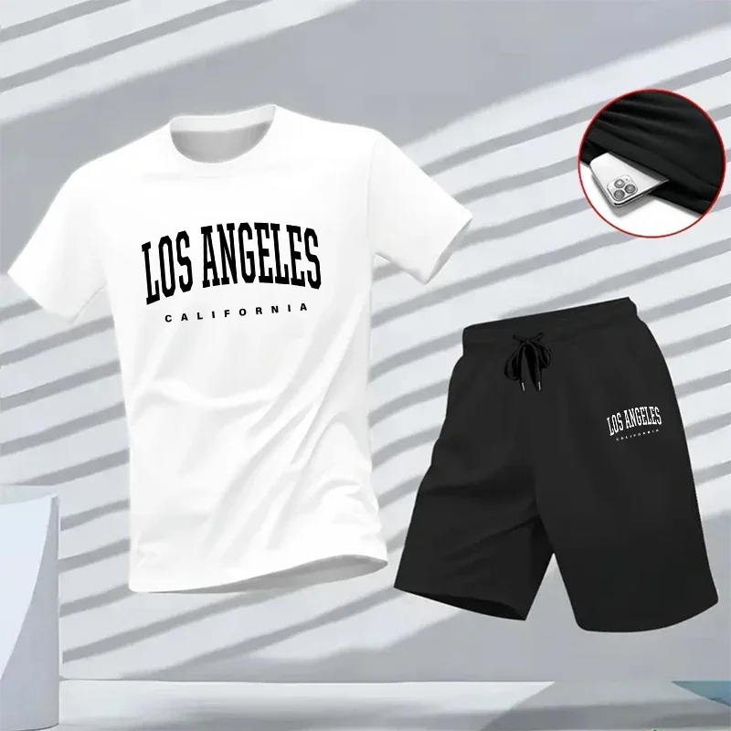 Short Sleeve T-shirt and Quick Dry Shorts Male Home Outdoor Outfits 2026 New in Men's Set Summer Daily Casual Fashion Sportswear