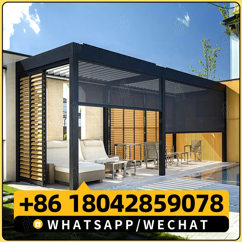 Easily Assembled Automatic Patio Gazebo Outdoor Bioclimatic Aluminium Motorized Pergola Canopy