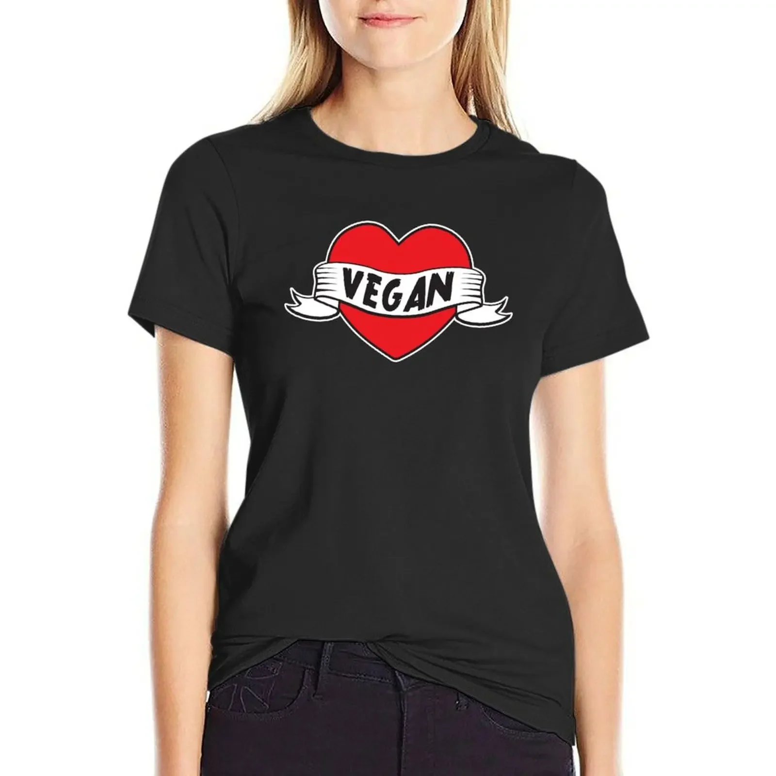 

VEGAN LOVE T-Shirt animal print tees graphics graphic t-shirts for Women