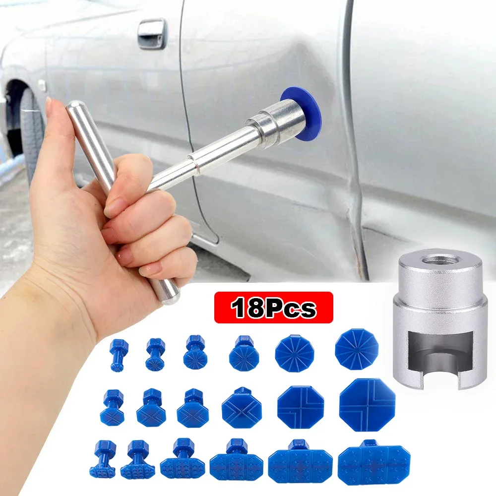 Car Dent Repair Tool Kit Auto Body T Dent Mechanical Sheet Metal Slide + 18Pcs Suction Cup Puller Kit Automobile Accessories Set