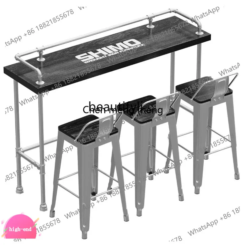 LHY26 ss s8617Milk tea shop narrow table against the wall bar high table balcony simple dining table commercial