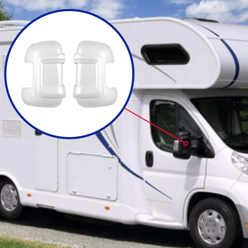 1 Pair White Motorhome Mirror Protectors Guards For Fiat Ducato Peugeot Boxer Relay Long Arm Mirrors RV Camper Accessories