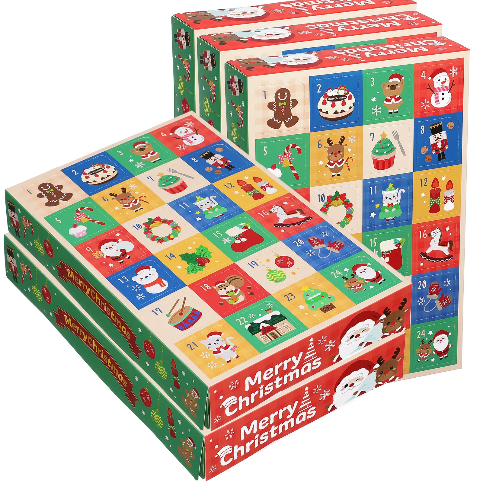 

5pcs Christmas Countdown Advent Calendar Boxes Fun DIY Empty Gift Box 24 Grid Countdown Comes Xmas Gifts Surprised