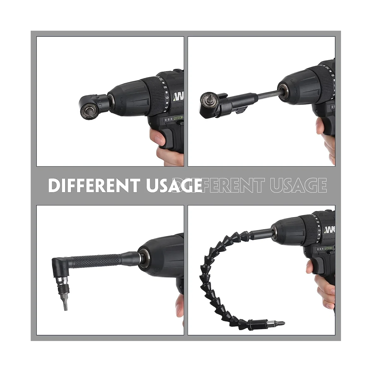 14 Pcs Flexible Drill Bit Extension Set 1/4 Inch Hex Bendable Drill Bit Extension 105 Right Angle Drill 90 Right Angle