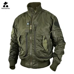 Multi Pocket Motorcycle Jacket Men's Hiking Outdoor Loose Pocket Baseball Suit Coat Men's Autumn Vintage Work Windproof Jacket