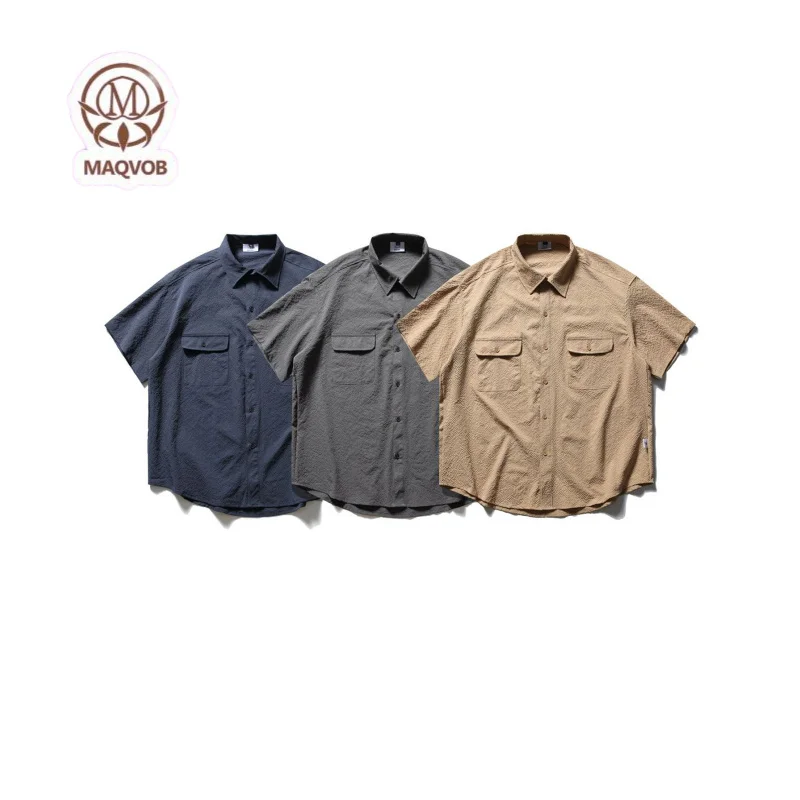 Maqvob premium quality luxury street wear outdoor Cityboy loose fit short sleeve shirt with multiple pockets