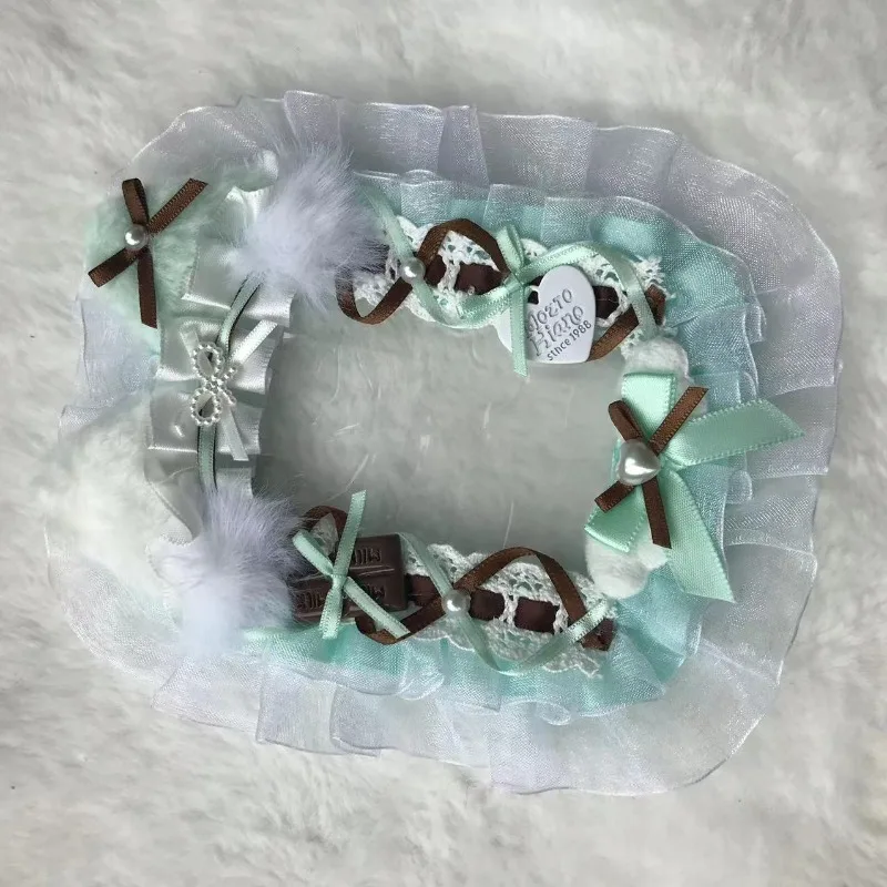 Niedlicher Hasenohren-Fotokartenhalter DIY Minzbonbon-Spitzenschleifen-Badge-Basis Kawaii Lolita Tragbare Itabag Innendekor Fotokartenhülle – Detail 7