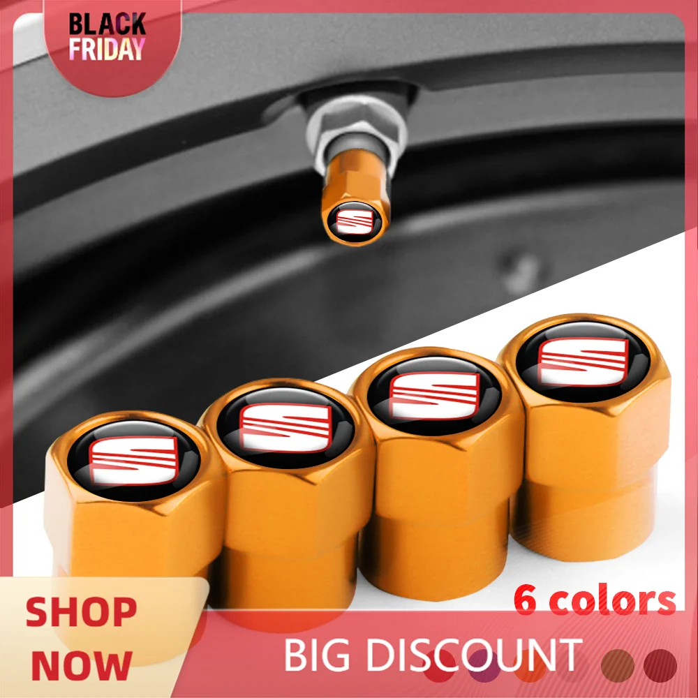 4Pcs Metal Car Wheel Tire Valve Caps Air Stem Covers For SEAT FR Arona Cupra Leon Mk2 Mk3 5f 1p Ibiza 6l 6j 6f Arosa Ateca Altea