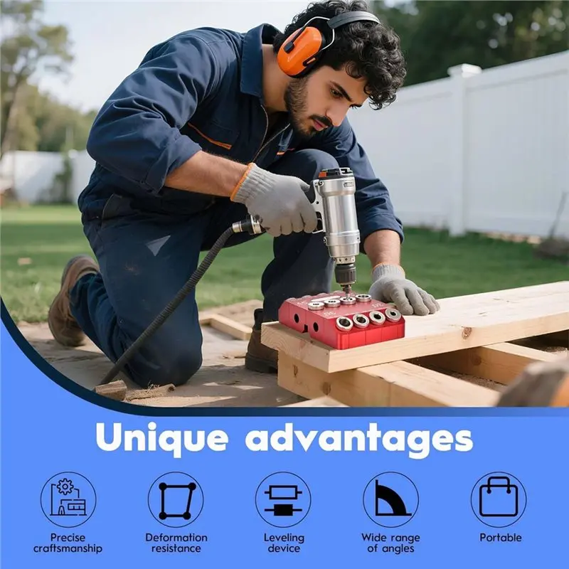 WORTHOWN-Multi Angle Drill Guide Jig(30°, 45°, 90°) Degree With 4 Drill Bits, Portable For Straight And Angle Hole Drilling