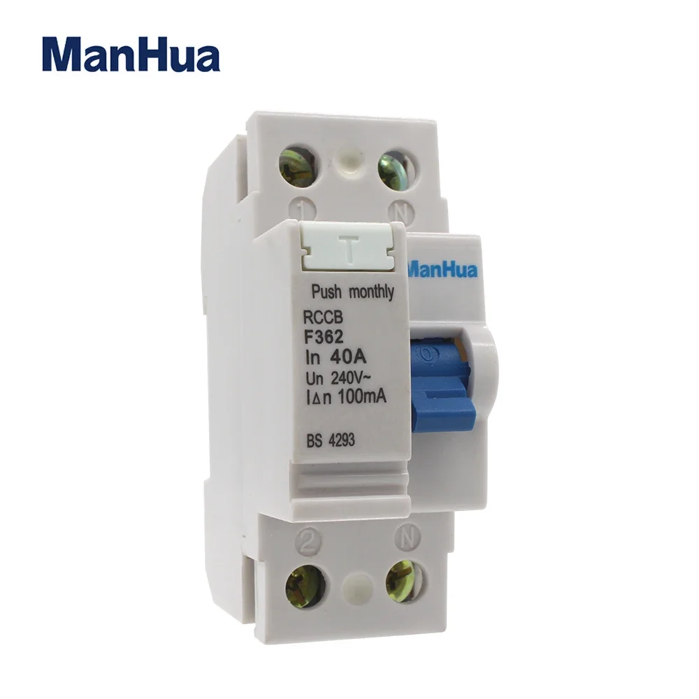 Double Pole F362 25A 40A Electroni RCCB 240VAC 100mA 2P 6KA Residual Current Circuit Breaker Electric Leakage Protection RCD MCB