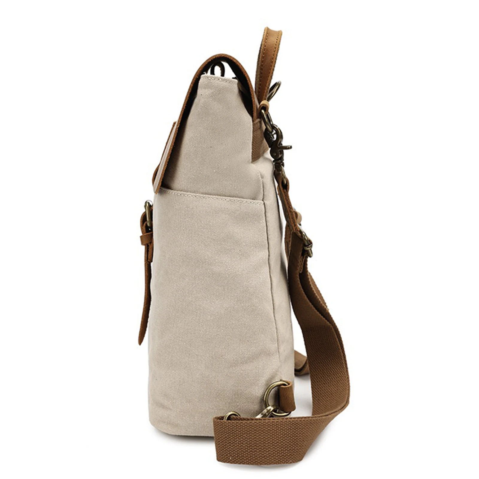 Vintage Waxed Canvas Backpack Crazy Horse Leather Flap Casual 13in Laptop Rucksack for Work Travel School Commute Daily Use Gift
