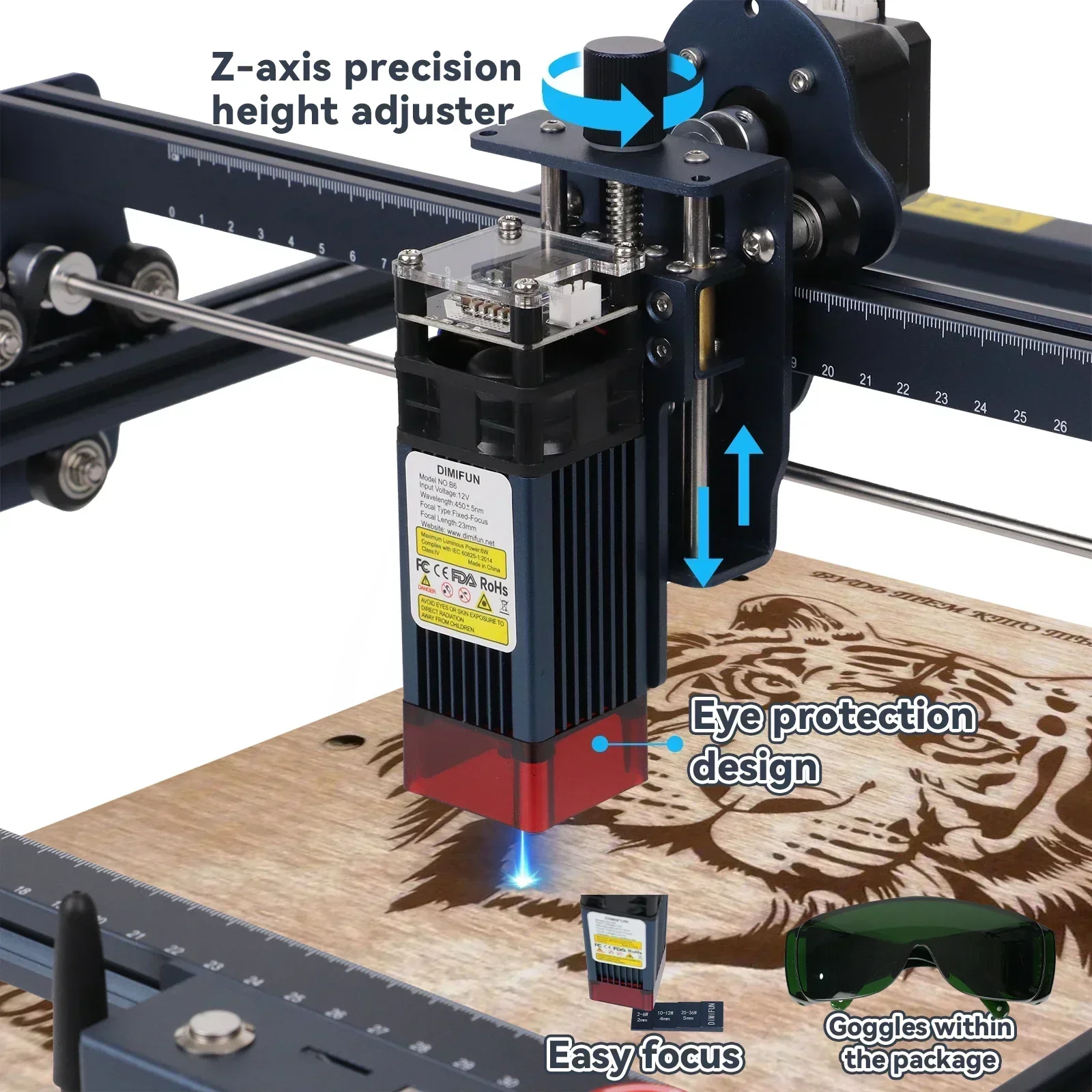 DM6/DIMIFUN Laser Gravur Maschine DM6 6W Laser Schneiden Maschine für Acryl Holzbearbeitung Gravur Maschine WIFI APP