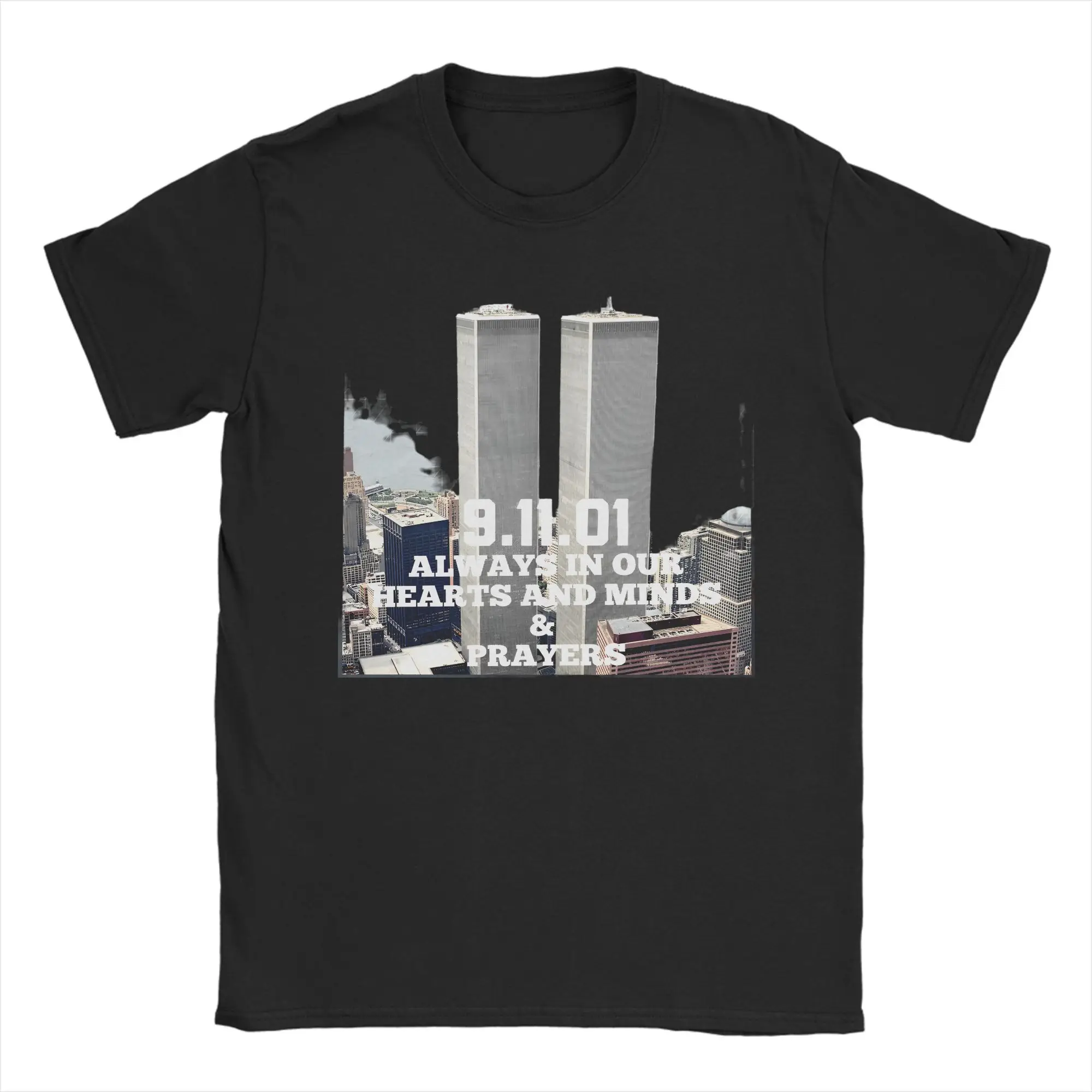911 Anniversary Memorial Day T Shirt Men's  100% Cotton Fashion T-Shirt Never Forget Twin Towers  Tees Short Sleeve Clothes