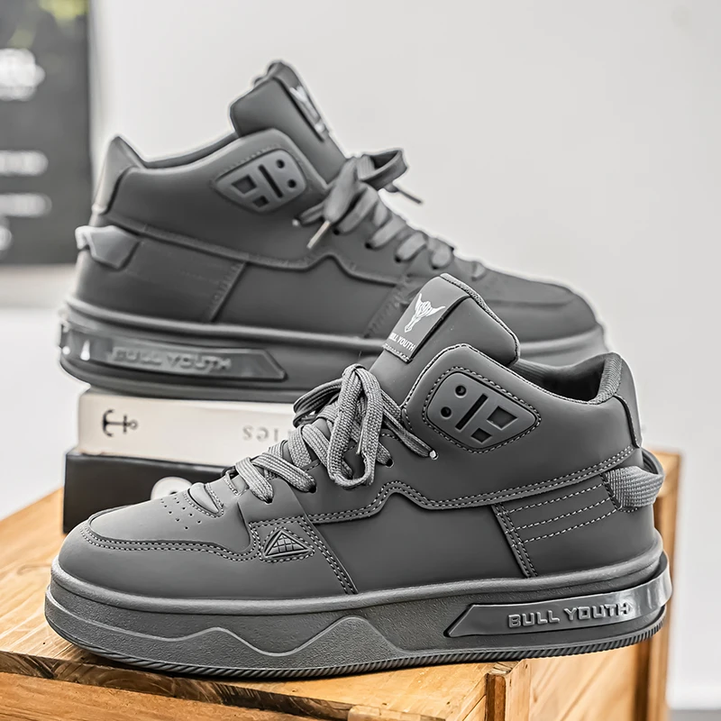 

Men's Mid Top Thick Soled Casual Men's Sports Shoes, Solid Color Men's Spring and Autumn Versatile Comfortable Board Shoes 39-44