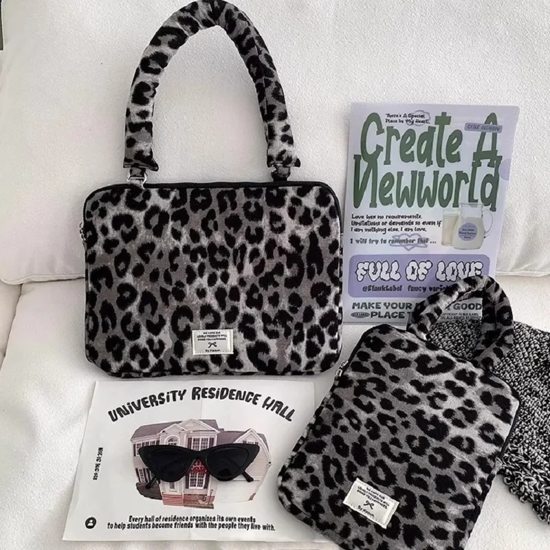 Leopard Print Laptop Sleeve 13.3 14 15  Inch For IPad Pro11 Macbook Air13.6 Pro16 Dell Huawei Samsung 15.6  Laptop Shoulder Bag