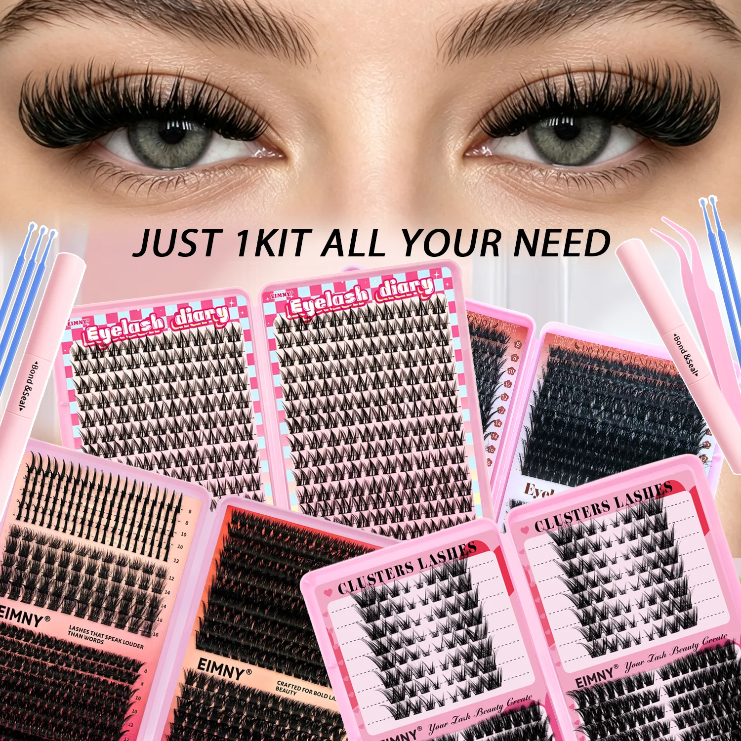 EIMNY Large‑Capacity False Eyelash Gift Box, All‑In‑One Complete Lash Accessory Kit Comes On‑The‑Go Travel, Great Gift Option