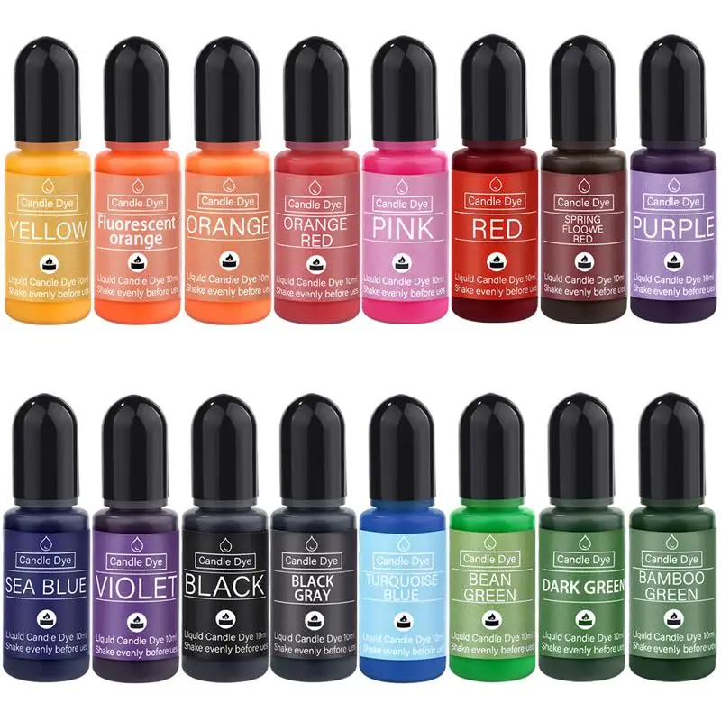 16 ألوان شمعة الشمع الصباغ تلوين غير سامة شمعة الصويا الشمع الصباغ السائل صبغ شمع الصويا لتقوم بها بنفسك أباغ الصابون لوازم صنع الشموع