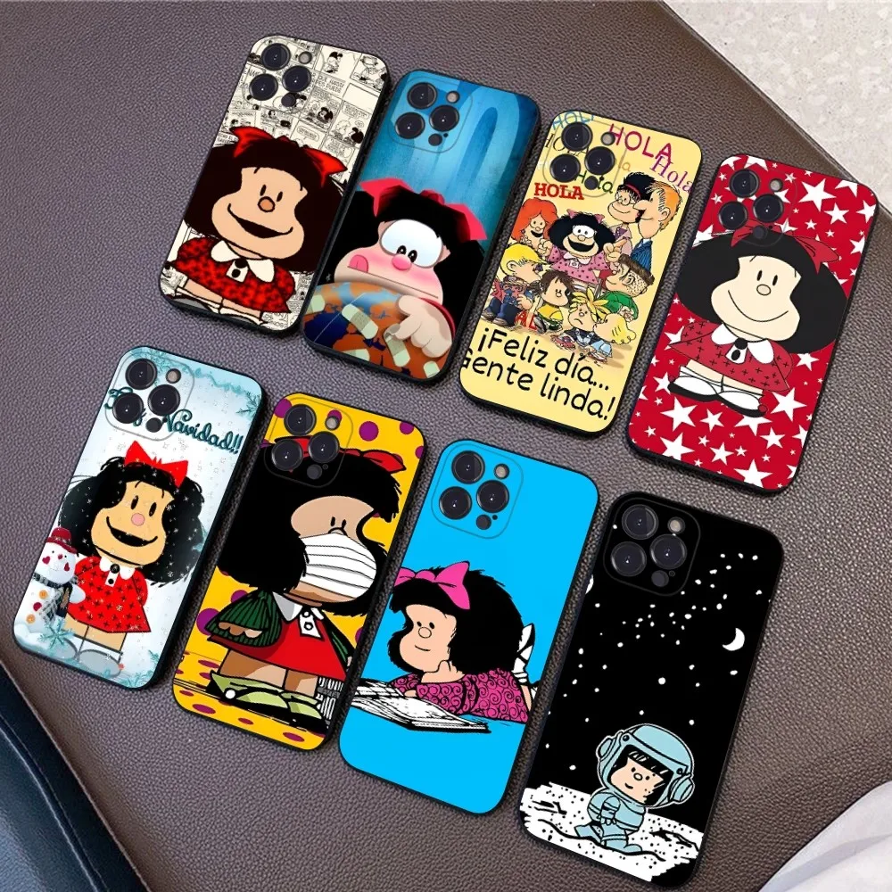 M-Mafalda Cartoon Phone Case for iPhone 15 8 7 6 6S Plus X SE 2020 XR XS 14 11 12 13 Mini Pro Max Mobile Case