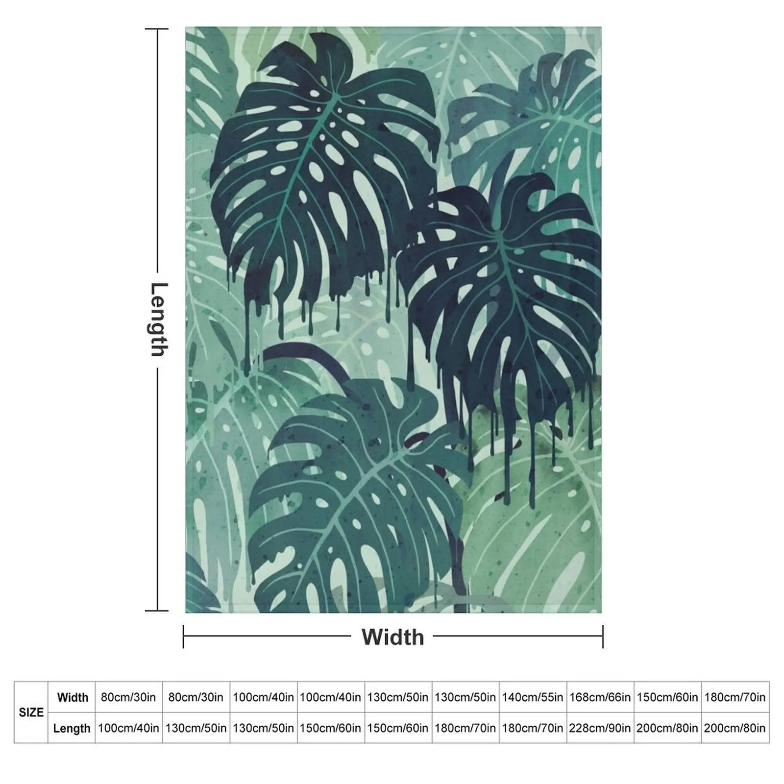 Monstera Melt (in Green) Throw Blanket couch cozy soft plush fuzzy picnic outdoor blanket