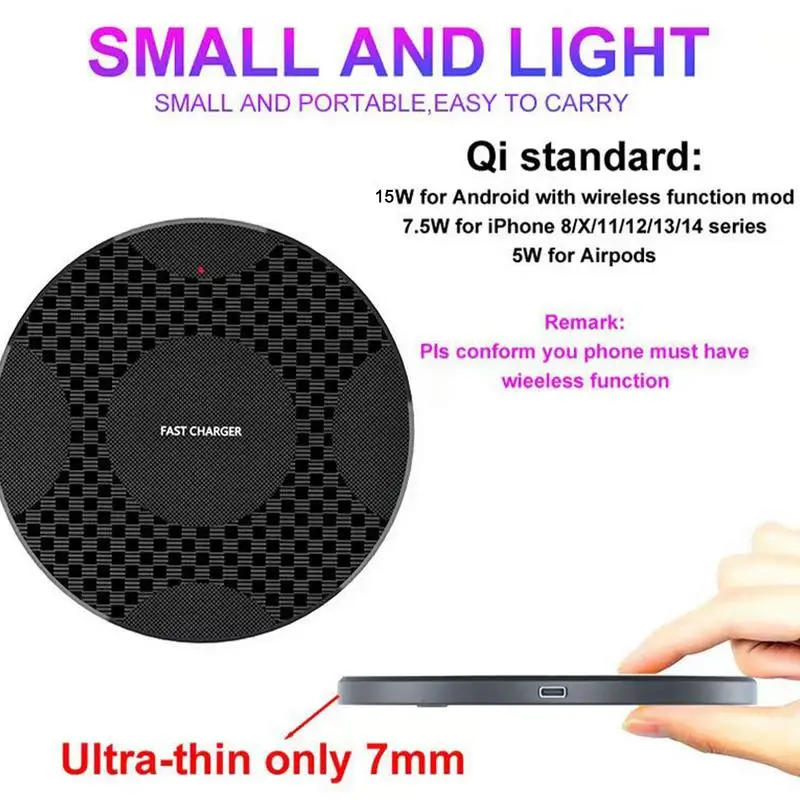 Cordless Charger Fast Wireless Charging Pad Wireless Charging Station Wireless Phone Charging Stand For Most Cell Phones
