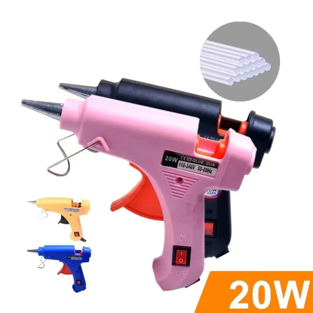 

Protable 20W EU Hot Melt Glue Gun 7mm Glue Sticks DIY Mini Electric Heat Temperature Repair Tool Industrial Thermo