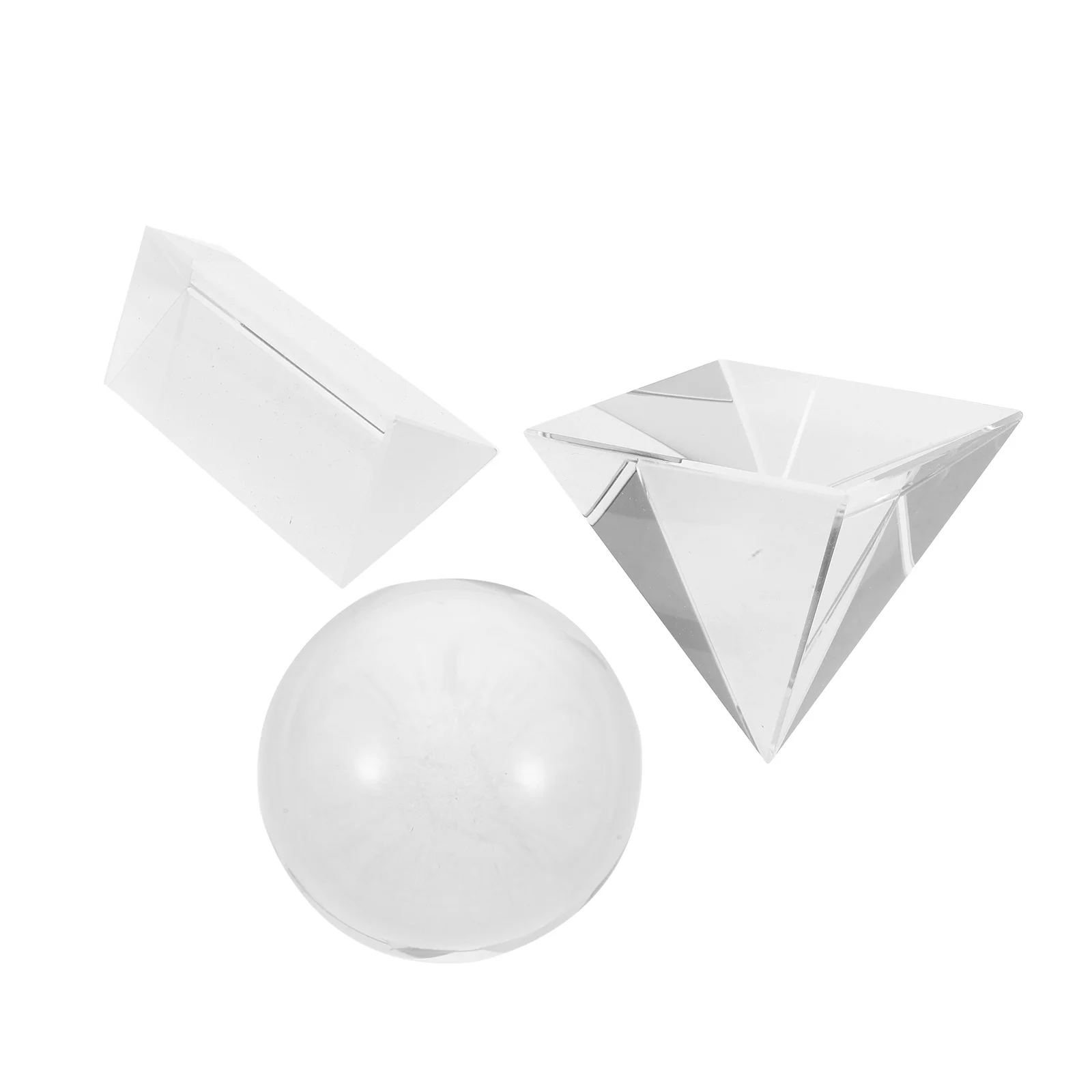 

3Pcs Crystal Pyramid Prism Optical Glass for Photography Refraction Effects Teaching Tools Home Decoration Clear Prism Set