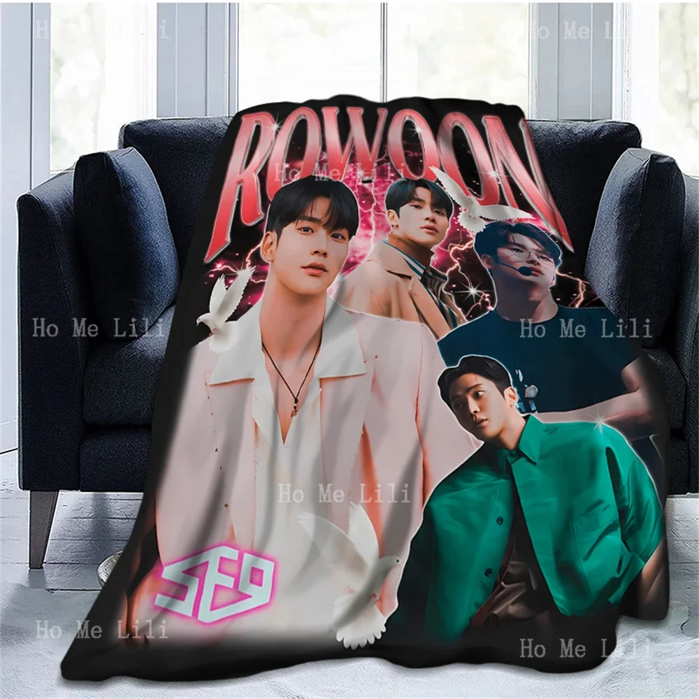 Vintage Style Rowoon Kpop Vintage Poster Print Soft Cozy Flannel Blanket Suitable For All Seasons Use