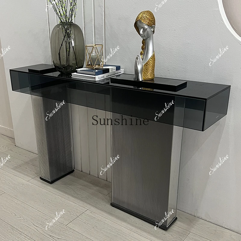 

Italian light luxury creative glass simple entrance table FT
