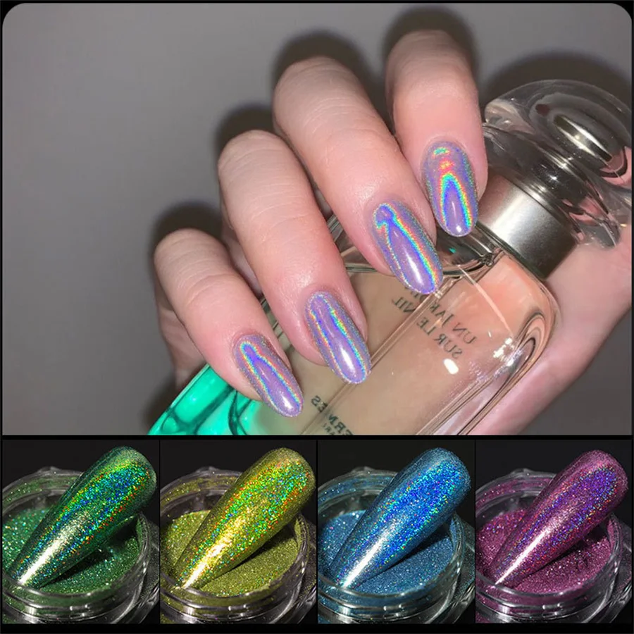 12 Colors Chrome Nail Powder Kit, 12PCS Chrome Powder 0.035mm 1/700 Laser Chameleon Rainbow Powder For Gel Nails Glitter image 4
