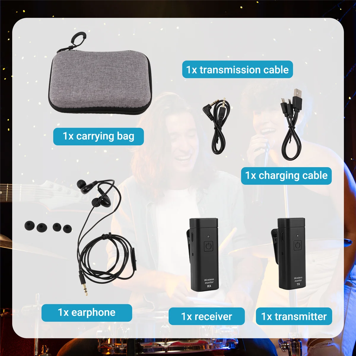 NEW Wireless Earphone Monitoring System Professional IEM Stereo Transmitter Receiver with Real-Time Ear Return