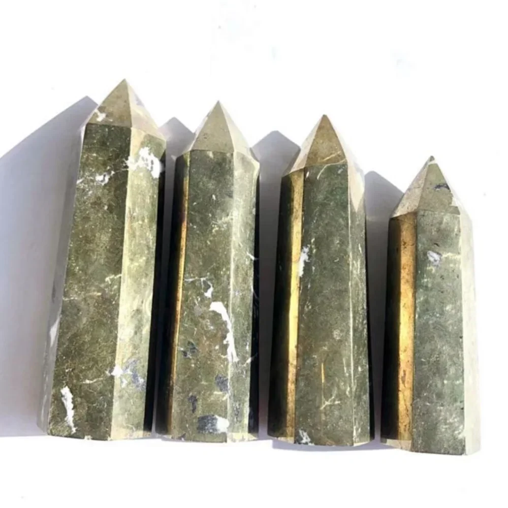 Natural Rare Copper Pyrites Wand Healing Crystals Tower Six Siege Point Minerale  Obelisk Crystal Point Reiki Chakra 1pc