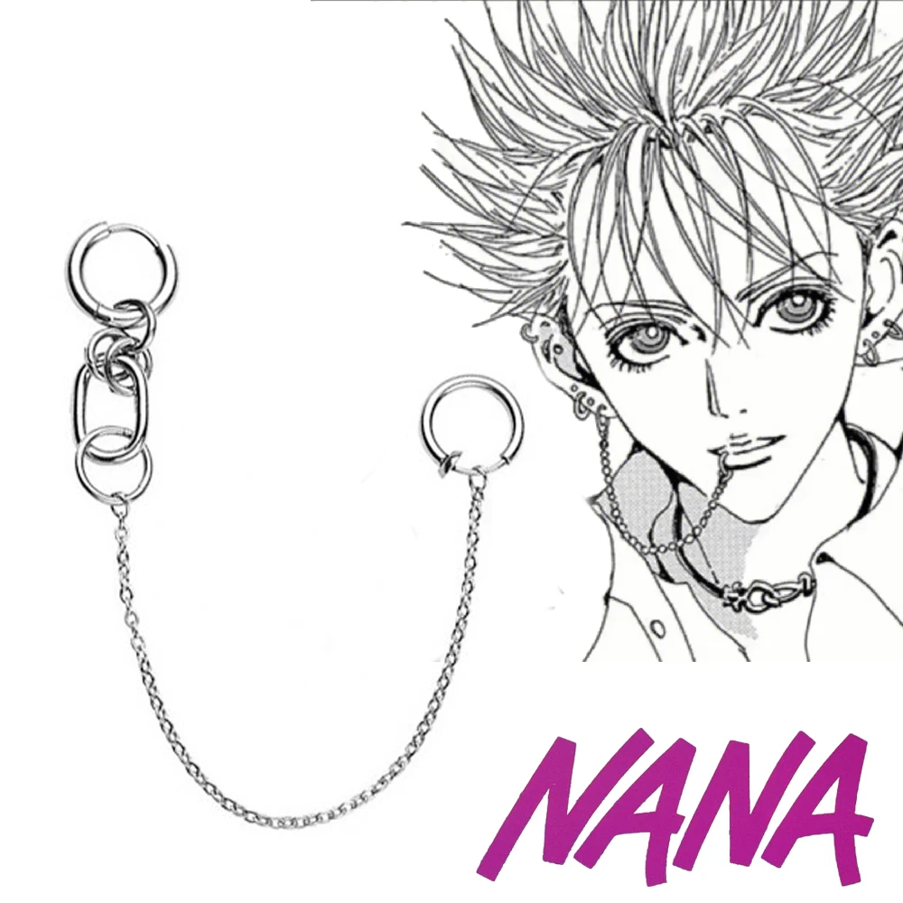 No Piercing Lip Clip orecchino Anime NANA Okazaki Shinichi Cosplay Prop Punk catena collegata orecchini incernierati Lip Ring accessori