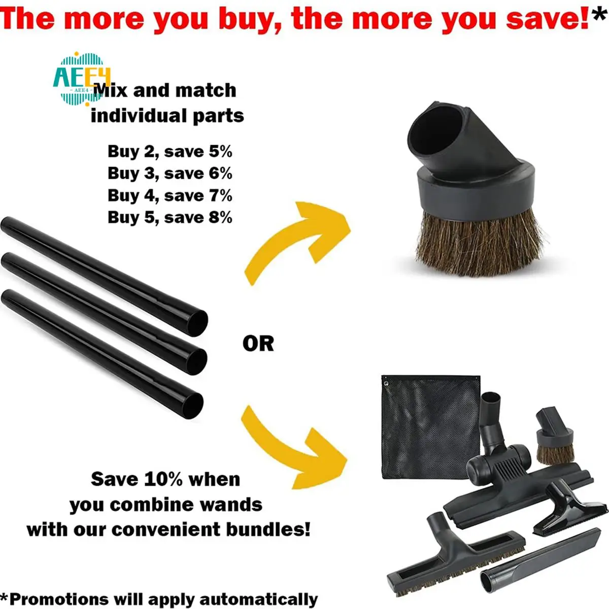 

AEE4-3Pcs 1.25 Inch Vacuum Accessories And Attachments Extension Wands For Shop Vac Extension Wand Attachment Vacuum Pipe