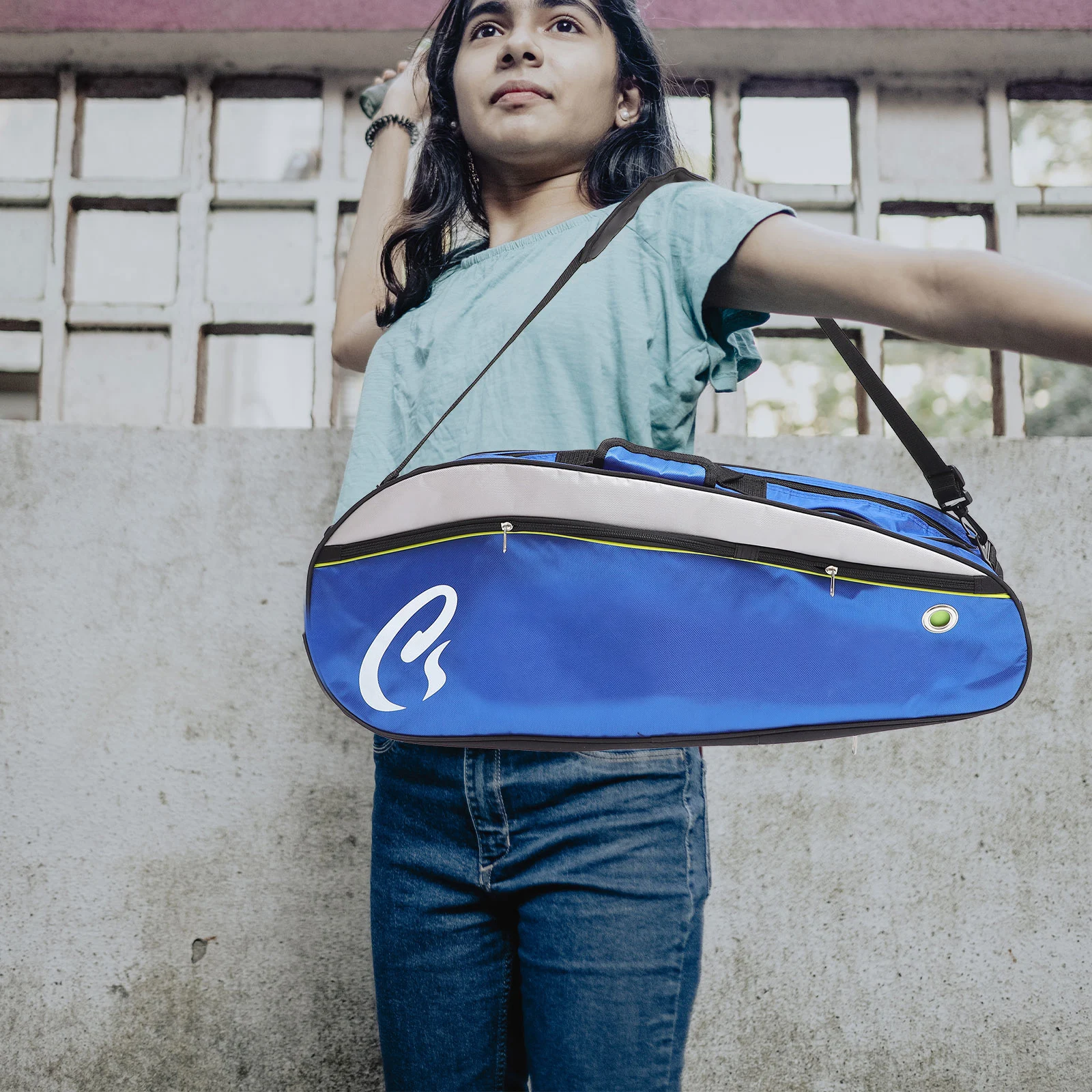 Badminton Racket Backpack Large Capacity Nylon Multi Layer Sports Bag Portable Outdoor Pouch Organizer Storage