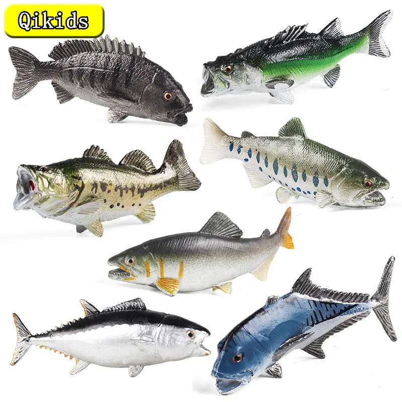 Simulation Marine Sea Life Tuna Salmon Fish Figurines Action Figures Ocean Animals Fish Model  Educational Toys for ChildrenGift