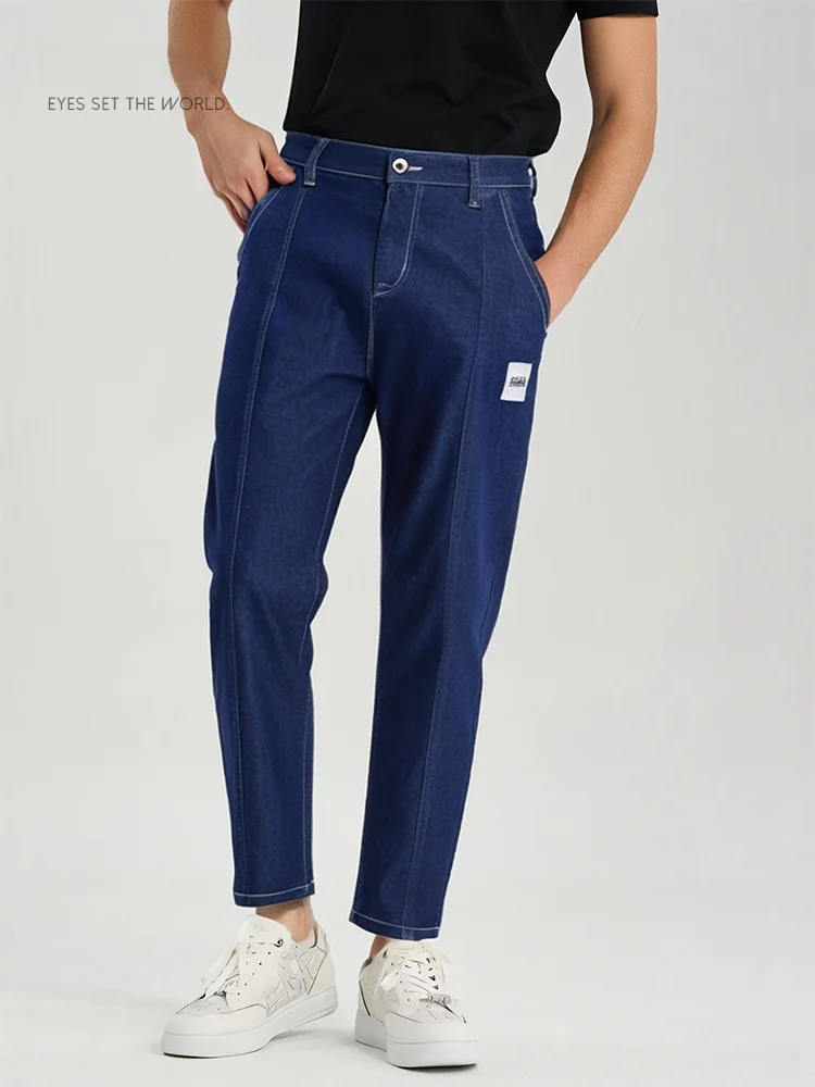 

Menseye Men's Casual Jeans Elastic Waist Loose Fit American Sle Versatile Loose Straight Leg Busin Casual Denim Pants
