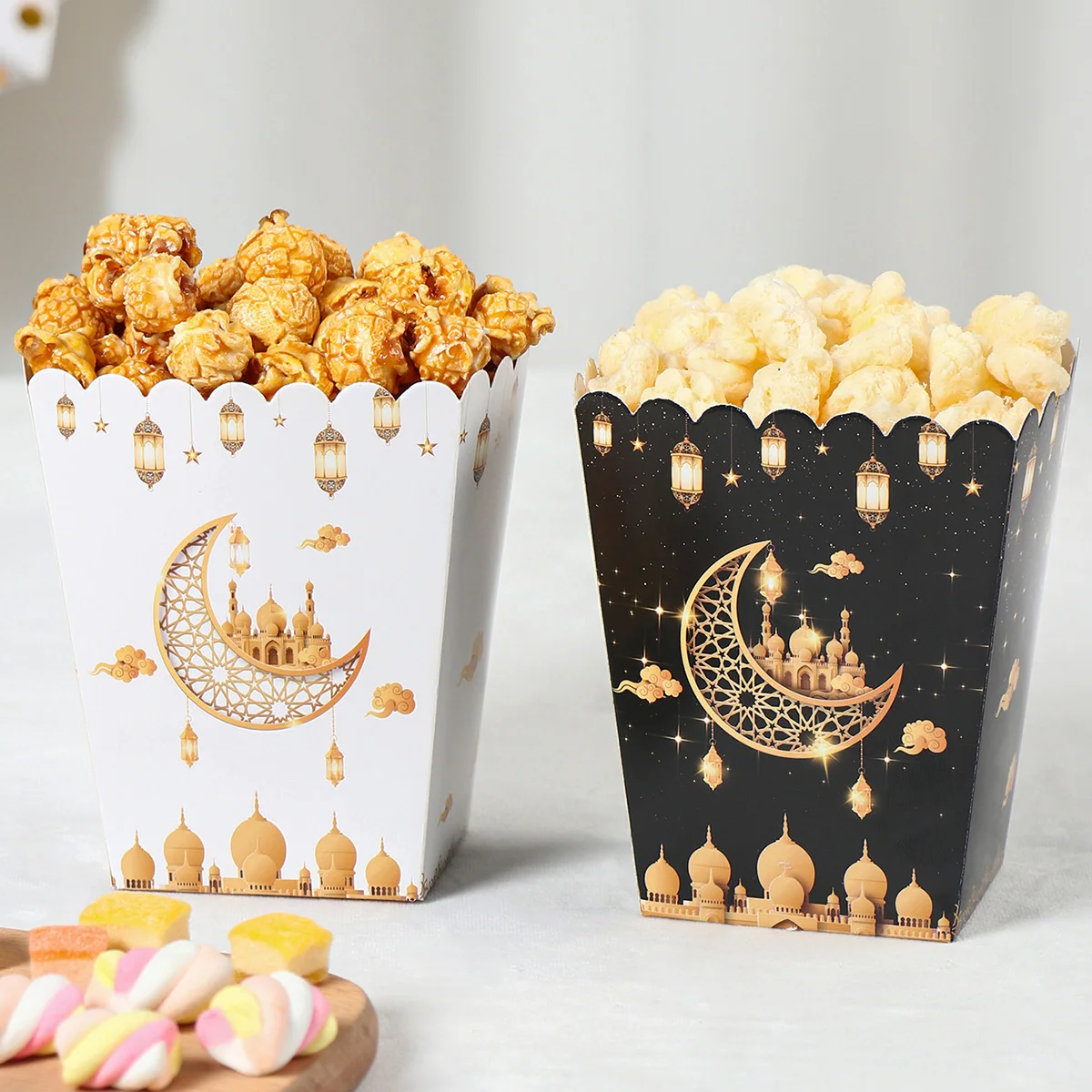 Eid Popcorndoos Snoepzak Koekje Geschenkdoos Ramadan Decoraties Voor Thuis 2024 Eid Mubarak Islamitische Moslim Feest Decor Eid Al-Fitr