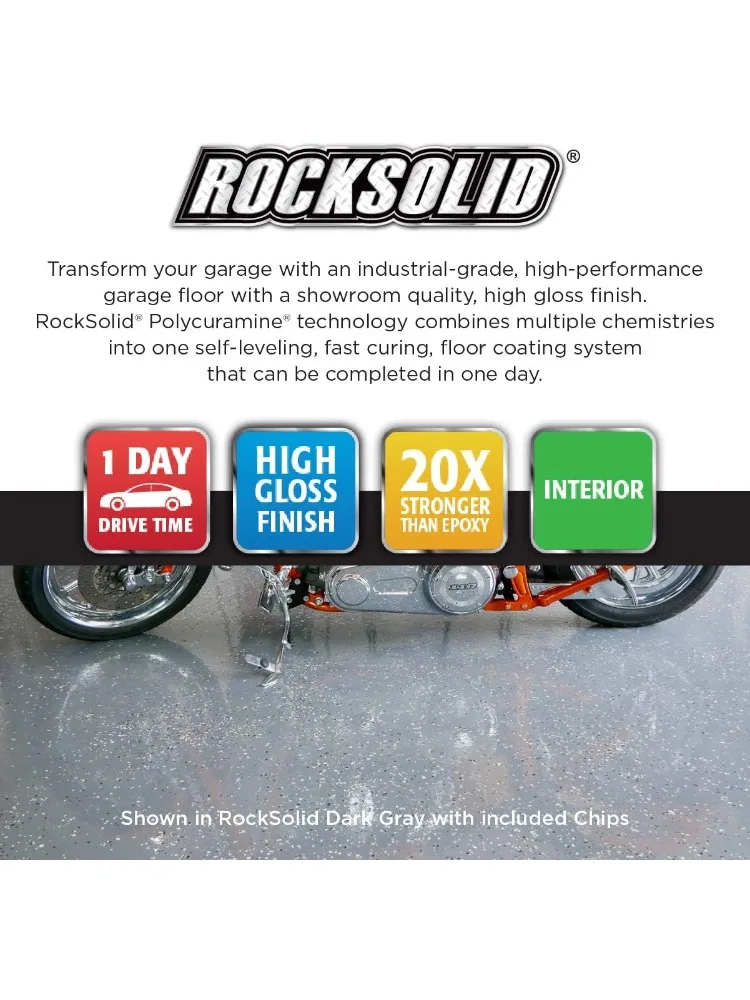 -Oleum 293513 طلاء أرضية جراج من البولي كورامين RockSolid، طقم سيارة 2.5، رمادي شديد اللمعان