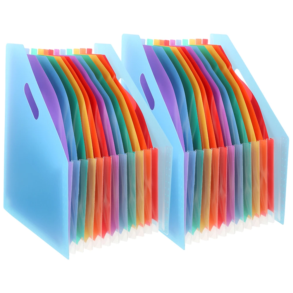 

2 Pcs Folder Organizer Scalable Document Blue Expandable Folders Office