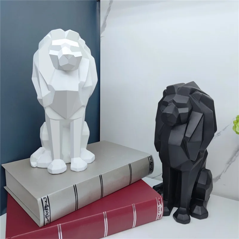 A59E-Lion Статуя Льва Декор-Подарки Для Мужчин Геометрическая Стильная Скульптура Фигурка Льва Украшение Для Гостиной Офиса Прочный