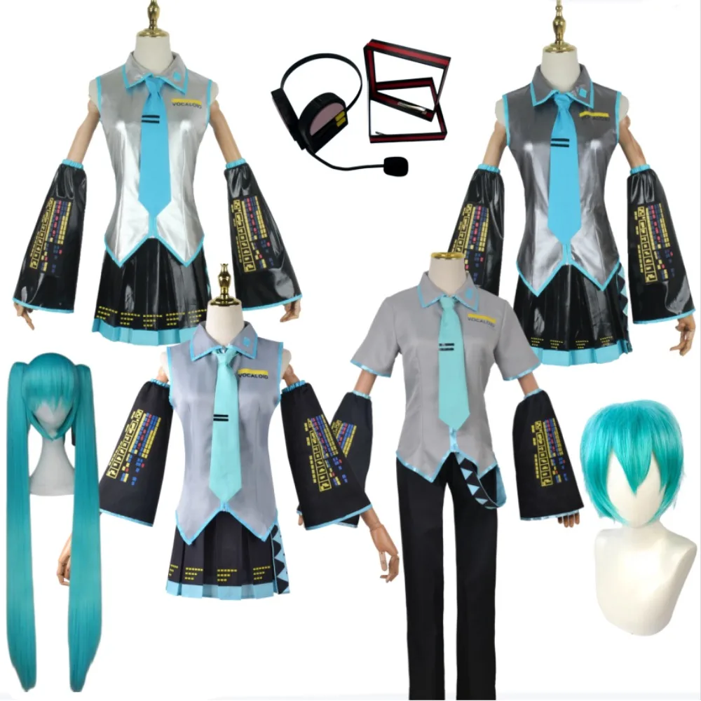 

Virtual Idol Unisex Adult Cosplay Full Set Patent Leather Fabric Role Play Costume Halloween Comic Con Carnival Party Outfit