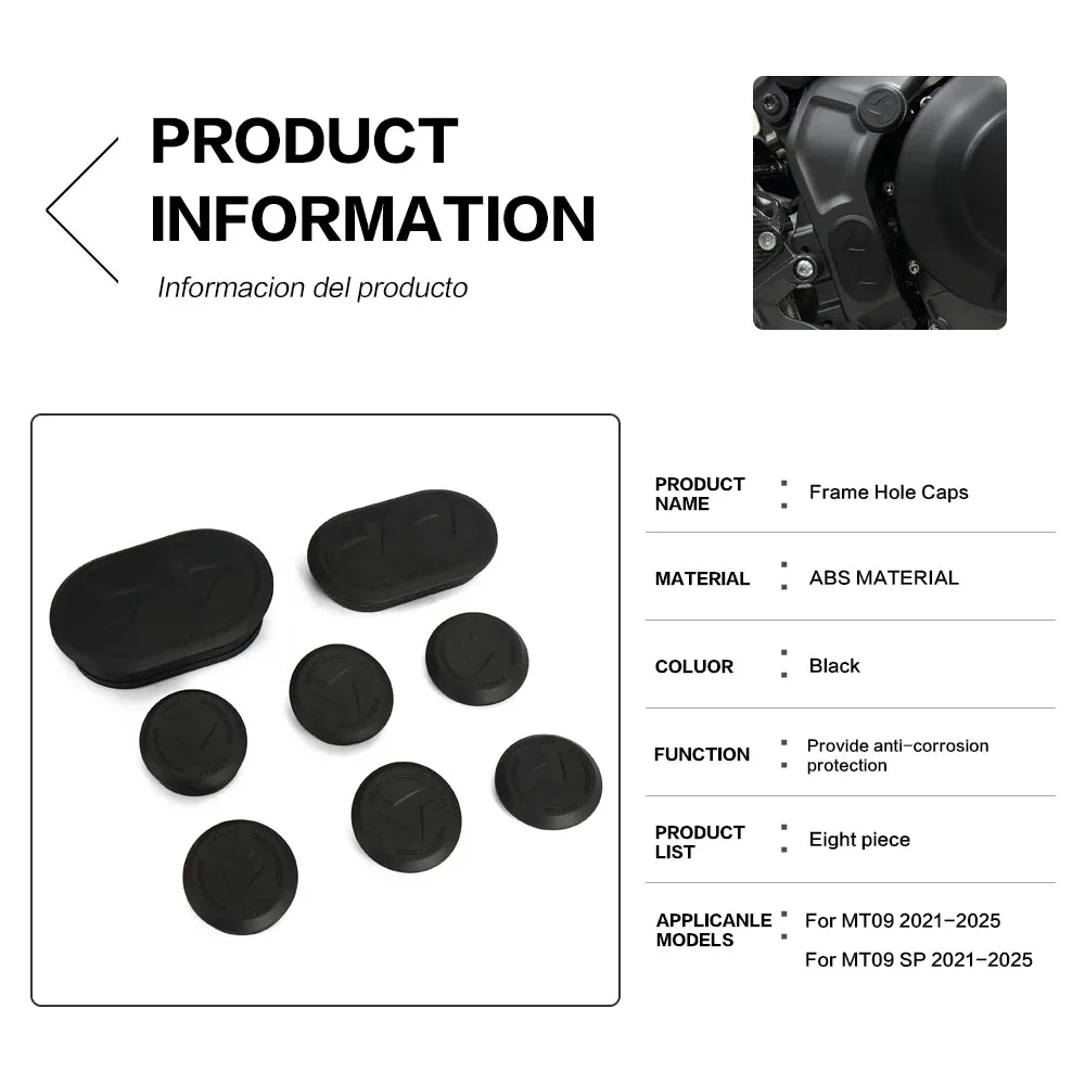 Für YAMAHA MT 09 MT-09 SP 2021 2022 2023 2024 2025 Motorrad Rahmen Kappe Dekoration Kit Rahmen Loch Abdeckung kappen Stecker MT09 SP