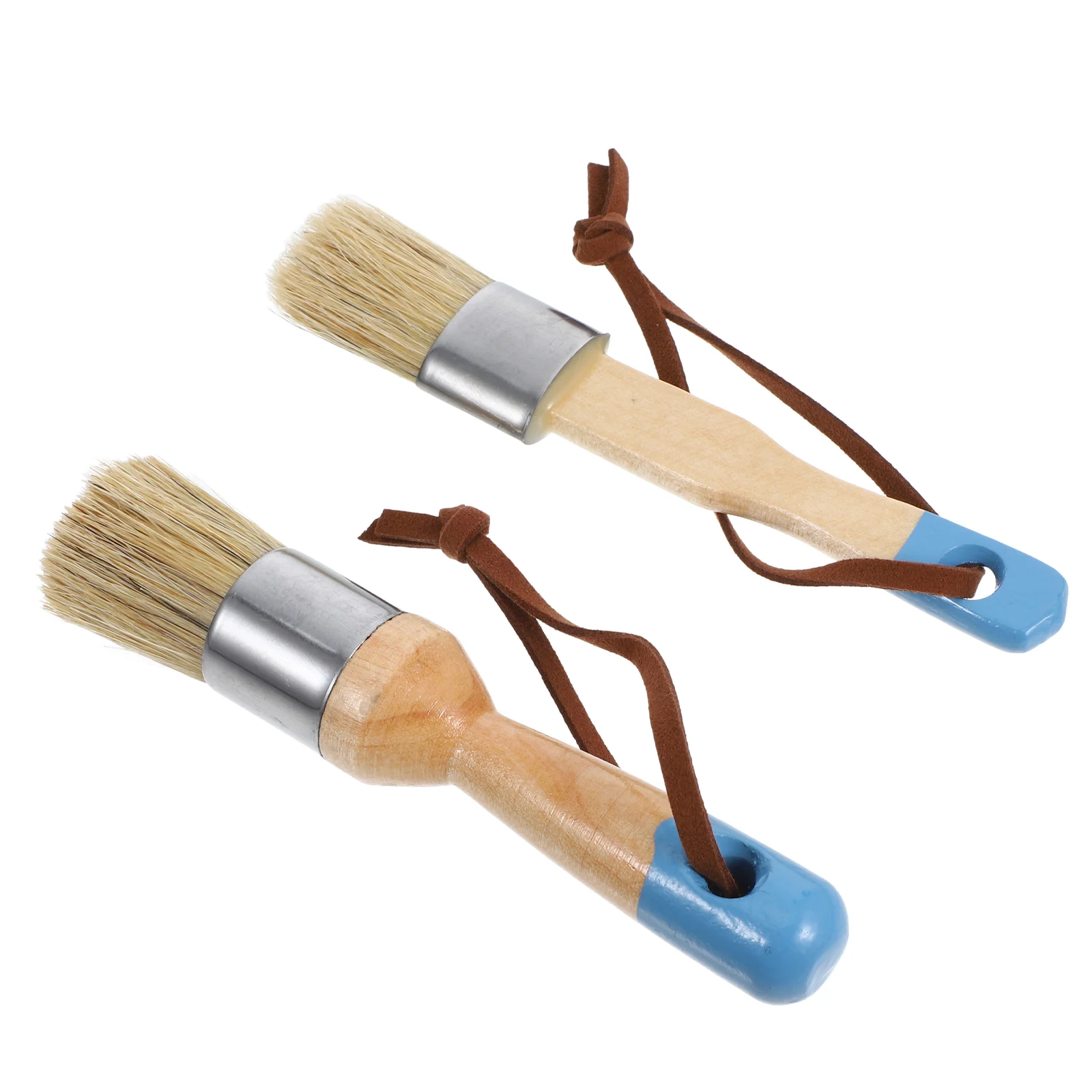 

2 Pcs Boar Bristle Crayon Furniture Paint Brush Oil Brushes Small with Wooden Handle Round Painting Tool Paintbrush Wall