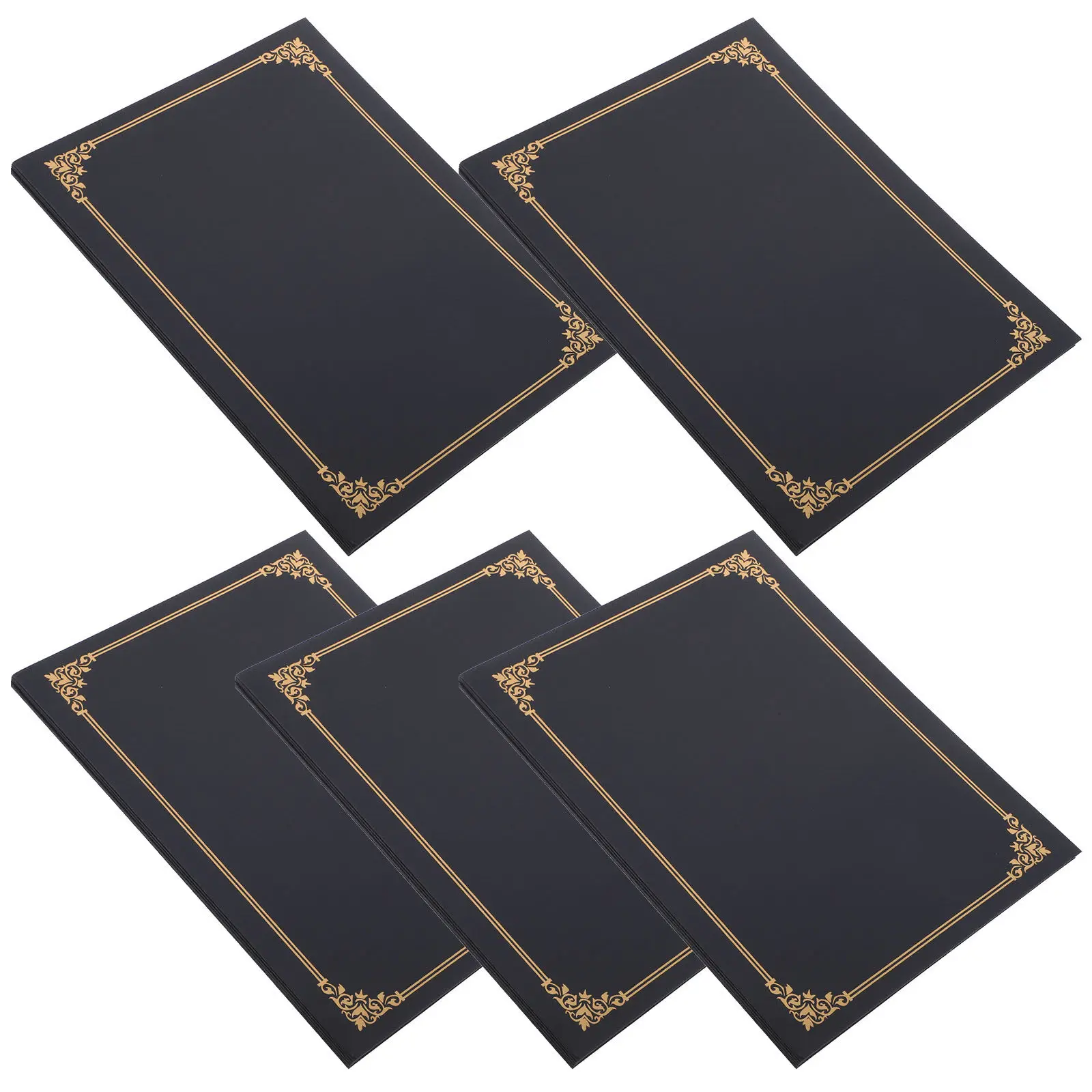 5Sets Certificate Holders Gold Foil Border Diploma Covers Letter Size Document Organizers Graduation Awards Appreciation