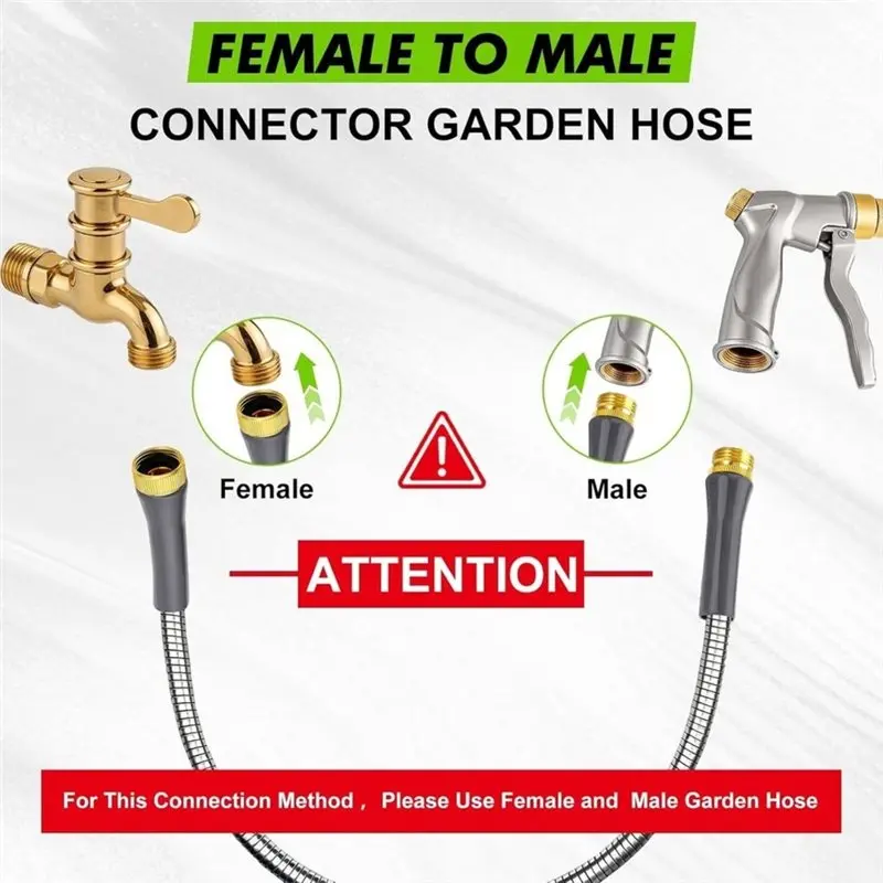 M11K-Short Metal Water Hose 3Ft Connector 5/8