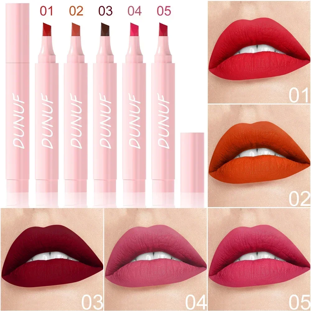 5 Kleuren Waterdichte Voedende Gladde Lippenstift Pen Fluwelen Lipliner Blijvende Niet Vervagende Make-Up Rose Rode Lip Tint Lippen Cosmetisch